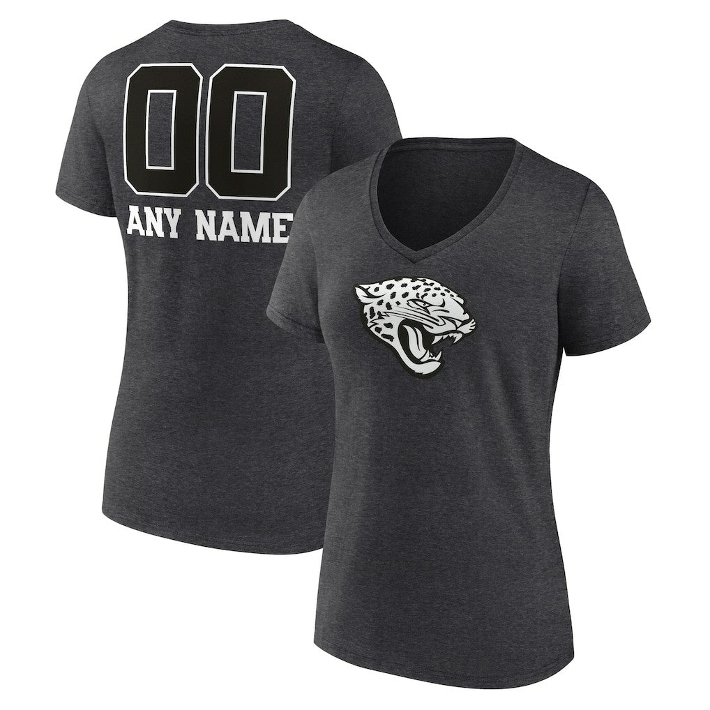 Jacksonville Jaguars  Women's Personalized Name & Number Monochrome V-Neck Long Sleeve T-Shirt