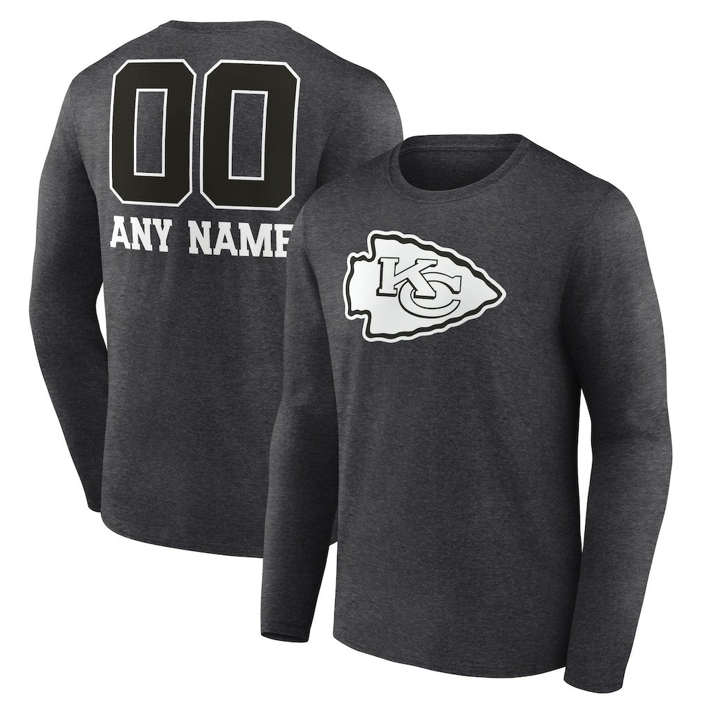 Kansas City Chiefs  Personalized Name & Number Monochrome Long Sleeve T-Shirt