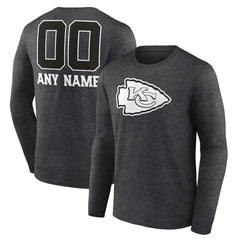 Kansas City Chiefs  Personalized Name & Number Monochrome Long Sleeve T-Shirt