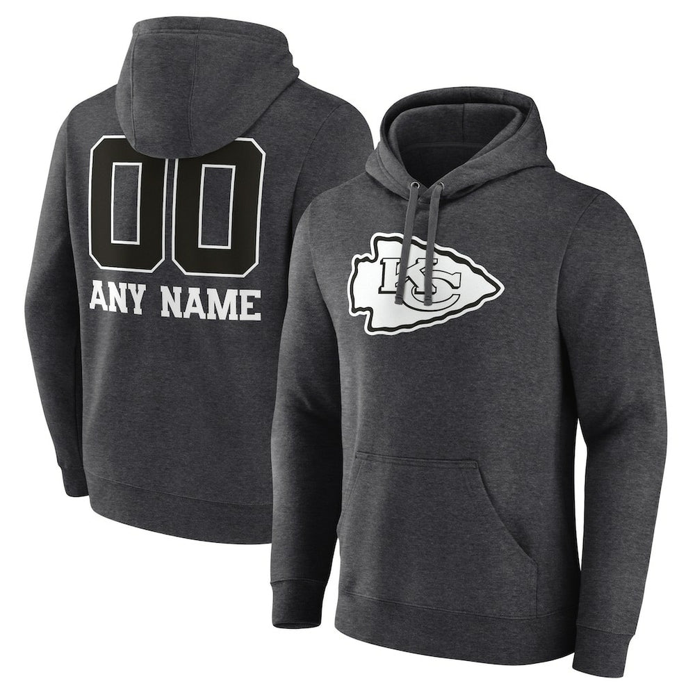 Kansas City Chiefs  Personalized Name & Number Monochrome Pullover Hoodie