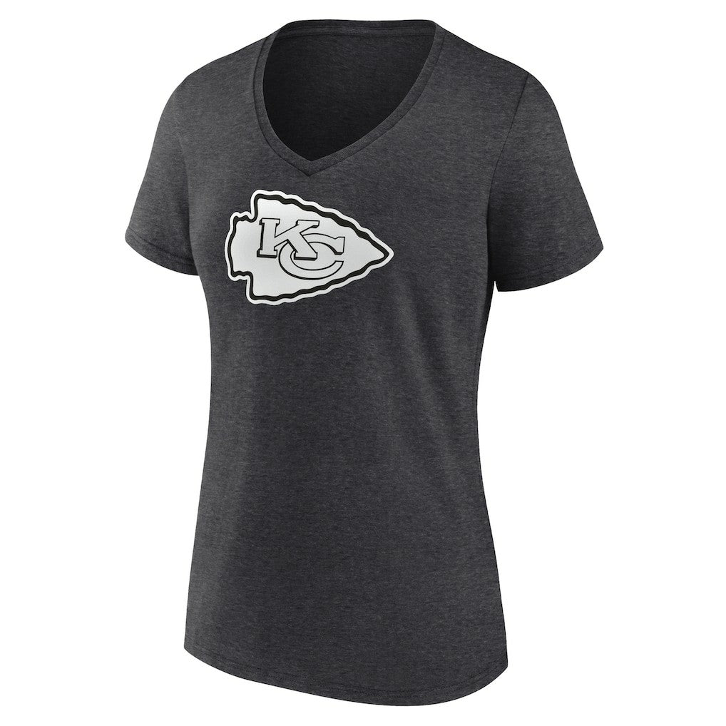 Kansas City Chiefs  Women's Personalized Name & Number Monochrome V-Neck Long Sleeve T-Shirt