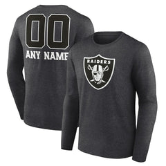Las Vegas Raiders  Personalized Name & Number Monochrome Long Sleeve T-Shirt