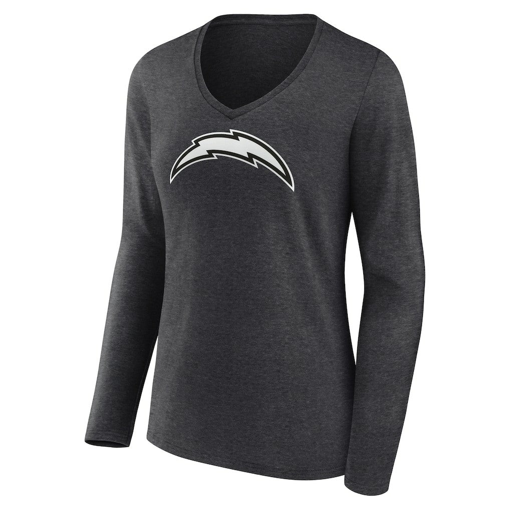 Los Angeles Chargers  Women's Personalized Name & Number Monochrome V-neck T-Shirt