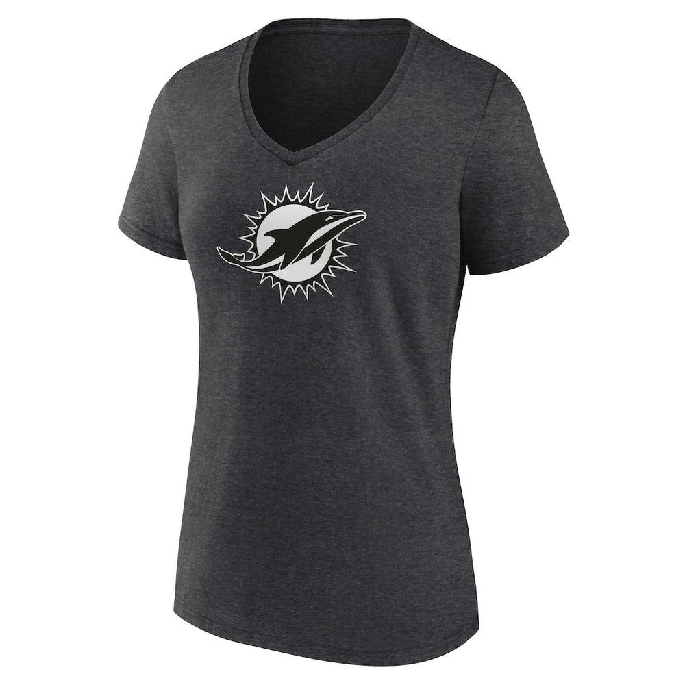 Miami Dolphins  Women's Personalized Name & Number Monochrome V-Neck Long Sleeve T-Shirt