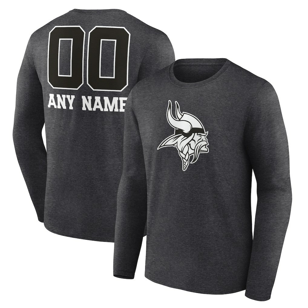 Minnesota Vikings  Personalized Name & Number Monochrome Long Sleeve T-Shirt