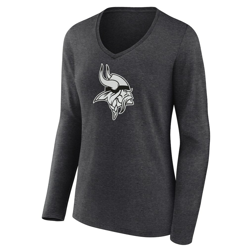 Minnesota Vikings  Women's Personalized Name & Number Monochrome V-neck T-Shirt