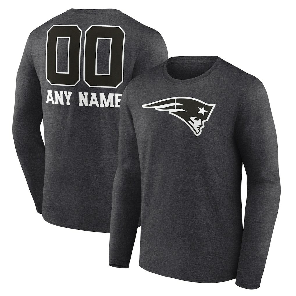 New England Patriots  Personalized Name & Number Monochrome Long Sleeve T-Shirt