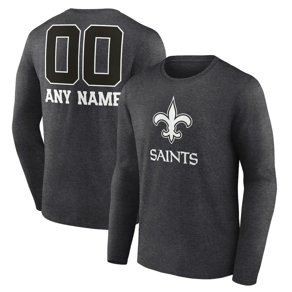 New Orleans Saints  Personalized Name & Number Monochrome Long Sleeve T-Shirt