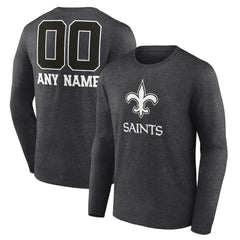 New Orleans Saints  Personalized Name & Number Monochrome Long Sleeve T-Shirt