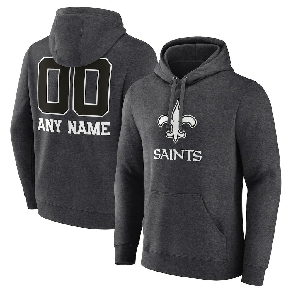 New Orleans Saints  Personalized Name & Number Monochrome Pullover Hoodie