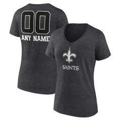 New Orleans Saints  Women's Personalized Name & Number Monochrome V-Neck Long Sleeve T-Shirt