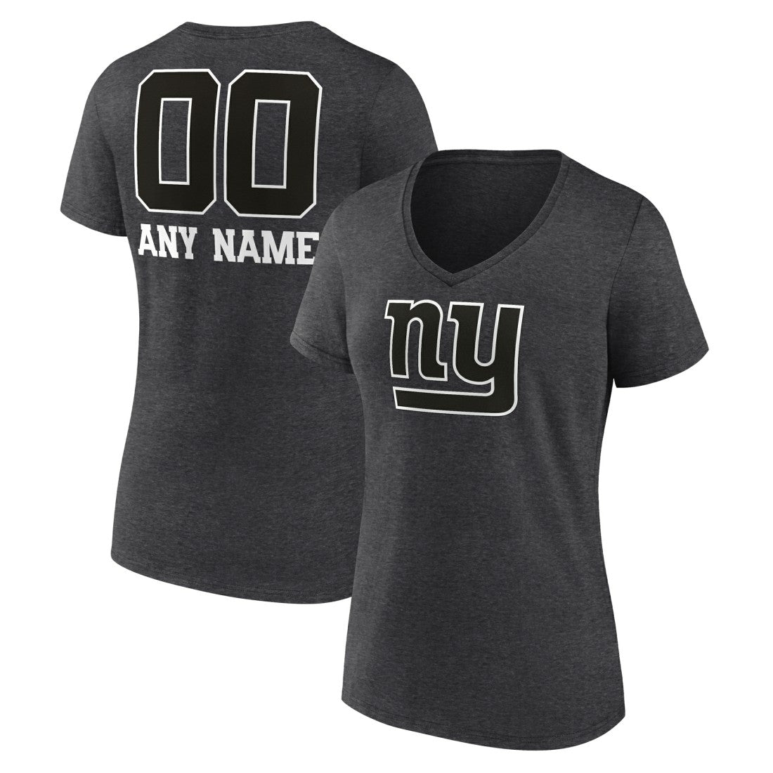 New York Giants  Women's Personalized Name & Number Monochrome V-Neck Long Sleeve T-Shirt