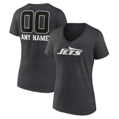 New York Jets  Women's Personalized Name & Number Monochrome V-Neck Long Sleeve T-Shirt