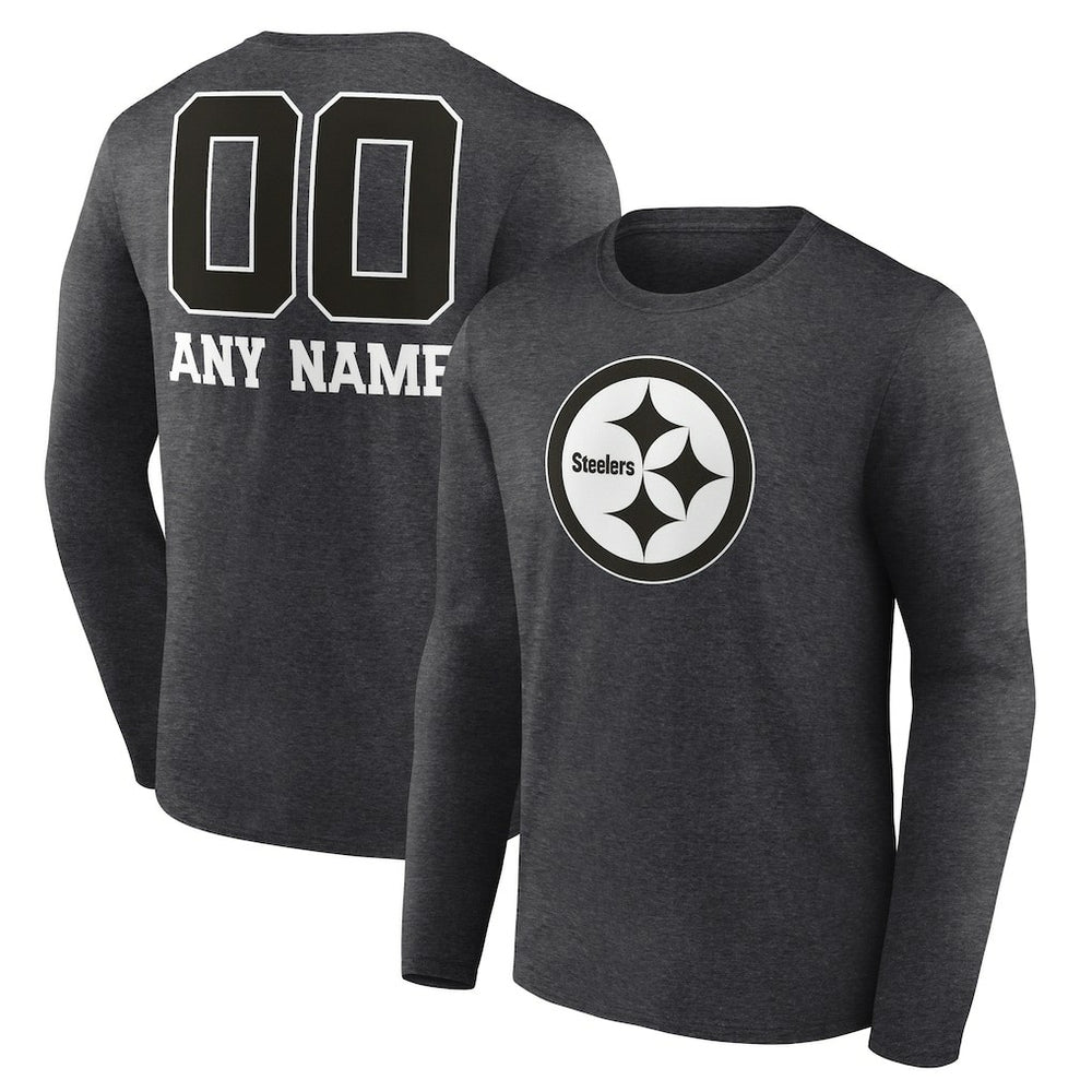 Pittsburgh Steelers  Personalized Name & Number Monochrome Long Sleeve T-Shirt