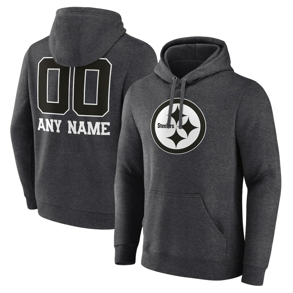 Pittsburgh Steelers  Personalized Name & Number Monochrome Pullover Hoodie