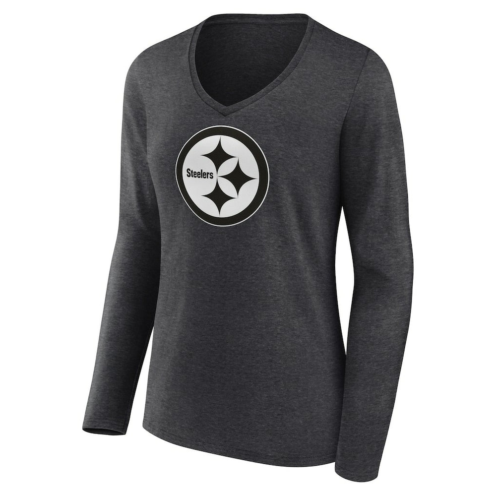 Pittsburgh Steelers  Women's Personalized Name & Number Monochrome V-neck T-Shirt