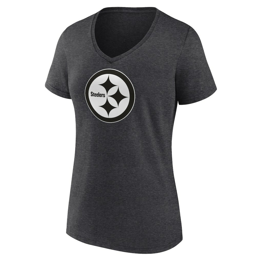 Pittsburgh Steelers  Women's Personalized Name & Number Monochrome V-Neck Long Sleeve T-Shirt