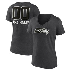 Seattle Seahawks  Women's Personalized Name & Number Monochrome V-Neck Long Sleeve T-Shirt
