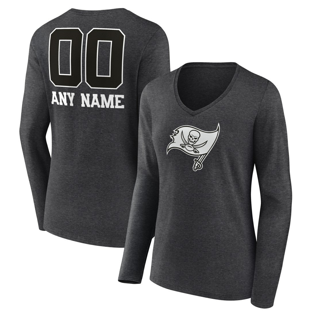 Tampa Bay Buccaneers  Women's Personalized Name & Number Monochrome V-neck T-Shirt