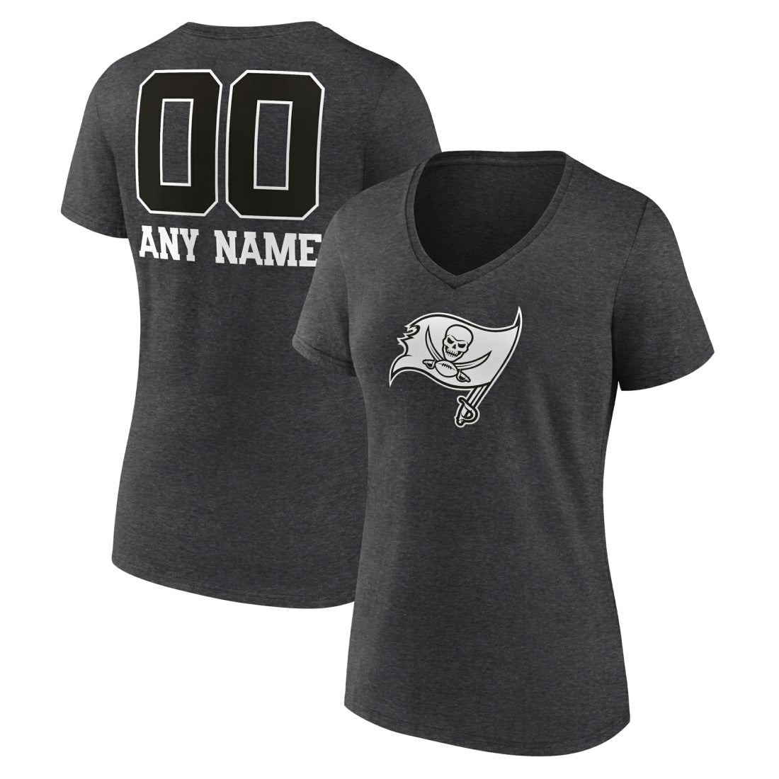 Tampa Bay Buccaneers  Women's Personalized Name & Number Monochrome V-Neck Long Sleeve T-Shirt