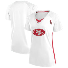 San Francisco 49ers Fanatics Women's Plus Size Glitter Lace-Up V- Neck T-Shirt