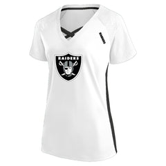 Las Vegas Raiders Fanatics Women's Plus Size Glitter Lace-Up V- Neck T-Shirt