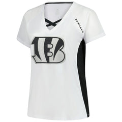 Cincinnati Bengals Fanatics Women's Plus Size Glitter Lace-Up V- Neck T-Shirt