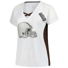 Cleveland Browns Fanatics Women's Plus Size Glitter Lace-Up V- Neck T-Shirt