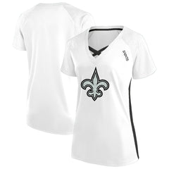 New Orleans Saints Fanatics Women's Plus Size Glitter Lace-Up V- Neck T-Shirt