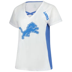 Detroit Lions Fanatics Women's Plus Size Glitter Lace-Up V- Neck T-Shirt