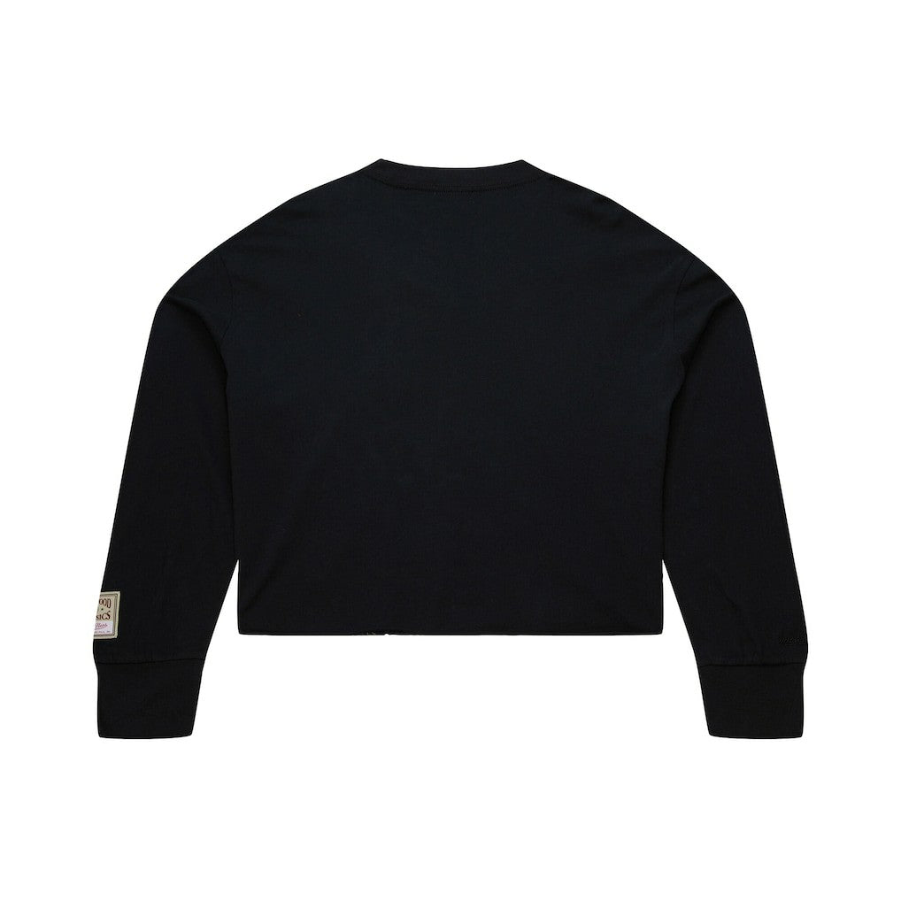 Philadelphia 76ers Women's Hardwood Classics Studded Boxy Cropped Long Sleeve T-Shirt Online