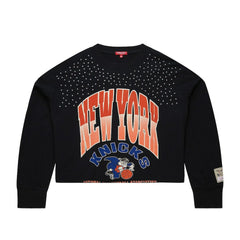 New York Knicks Women's Hardwood Classics Studded Boxy Cropped Long Sleeve T-Shirt For Sale