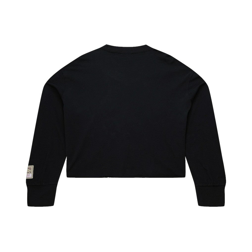 New York Knicks Women's Hardwood Classics Studded Boxy Cropped Long Sleeve T-Shirt For Sale