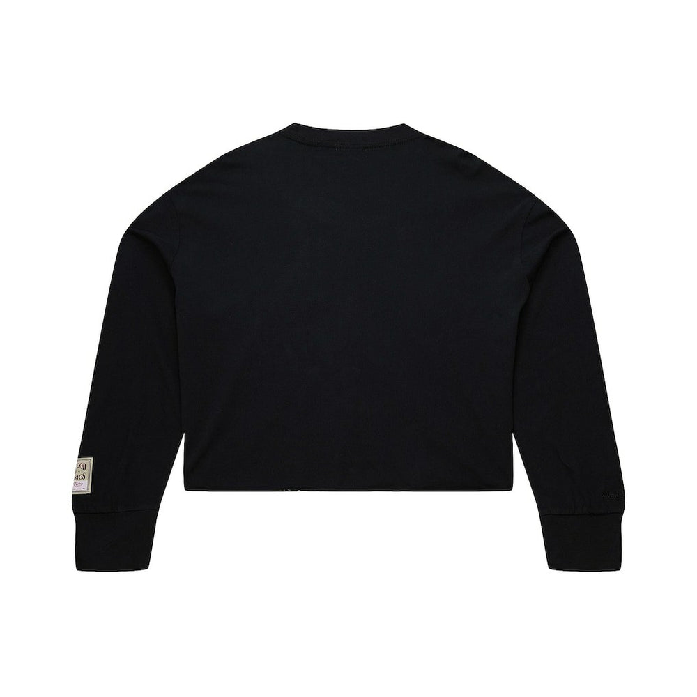 New York Knicks Women's Hardwood Classics Studded Boxy Cropped Long Sleeve T-Shirt For Sale