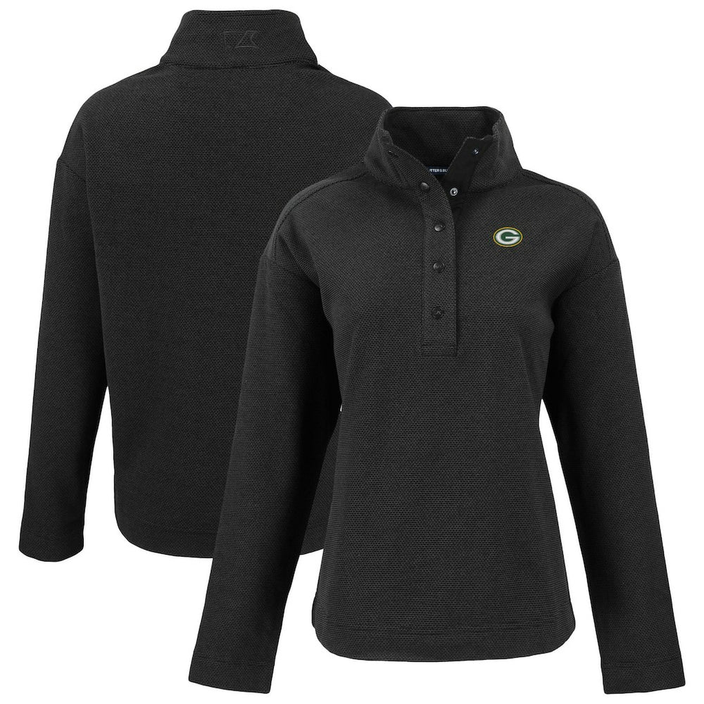 Green Bay Packers  Cutter & Buck Women's Hunts Point Eco Half-Snap Sweatshirt