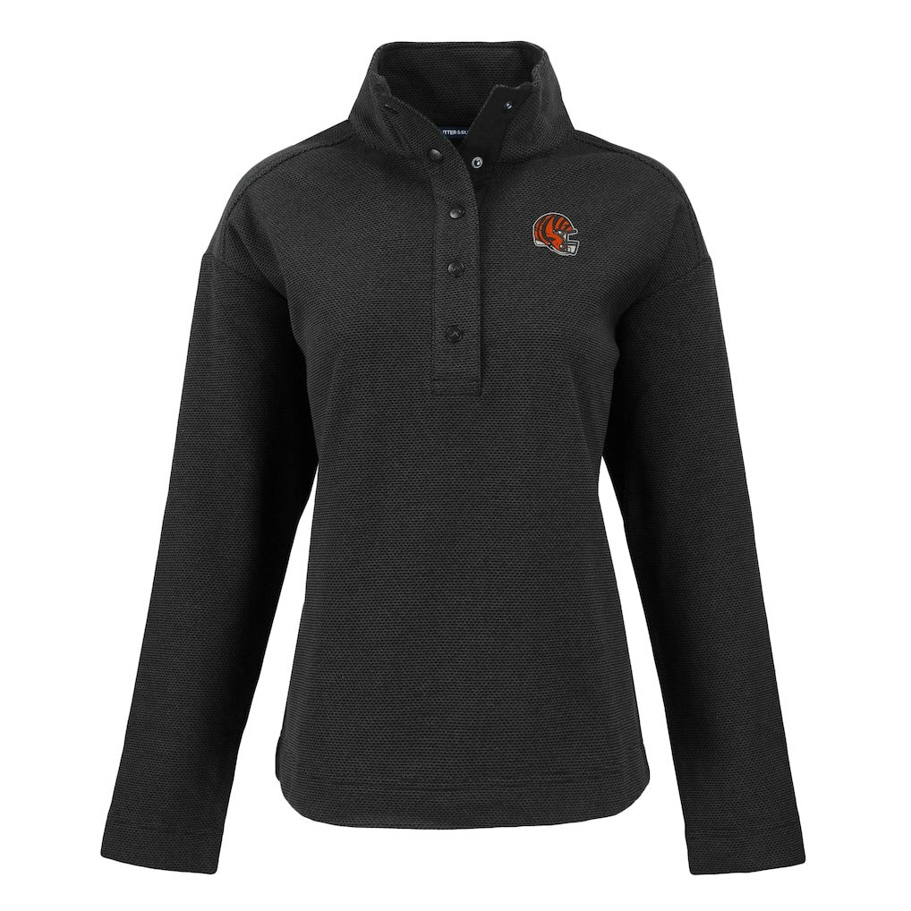 Cincinnati Bengals  Cutter & Buck Women's Hunts Point Eco Half-Snap Sweatshirt