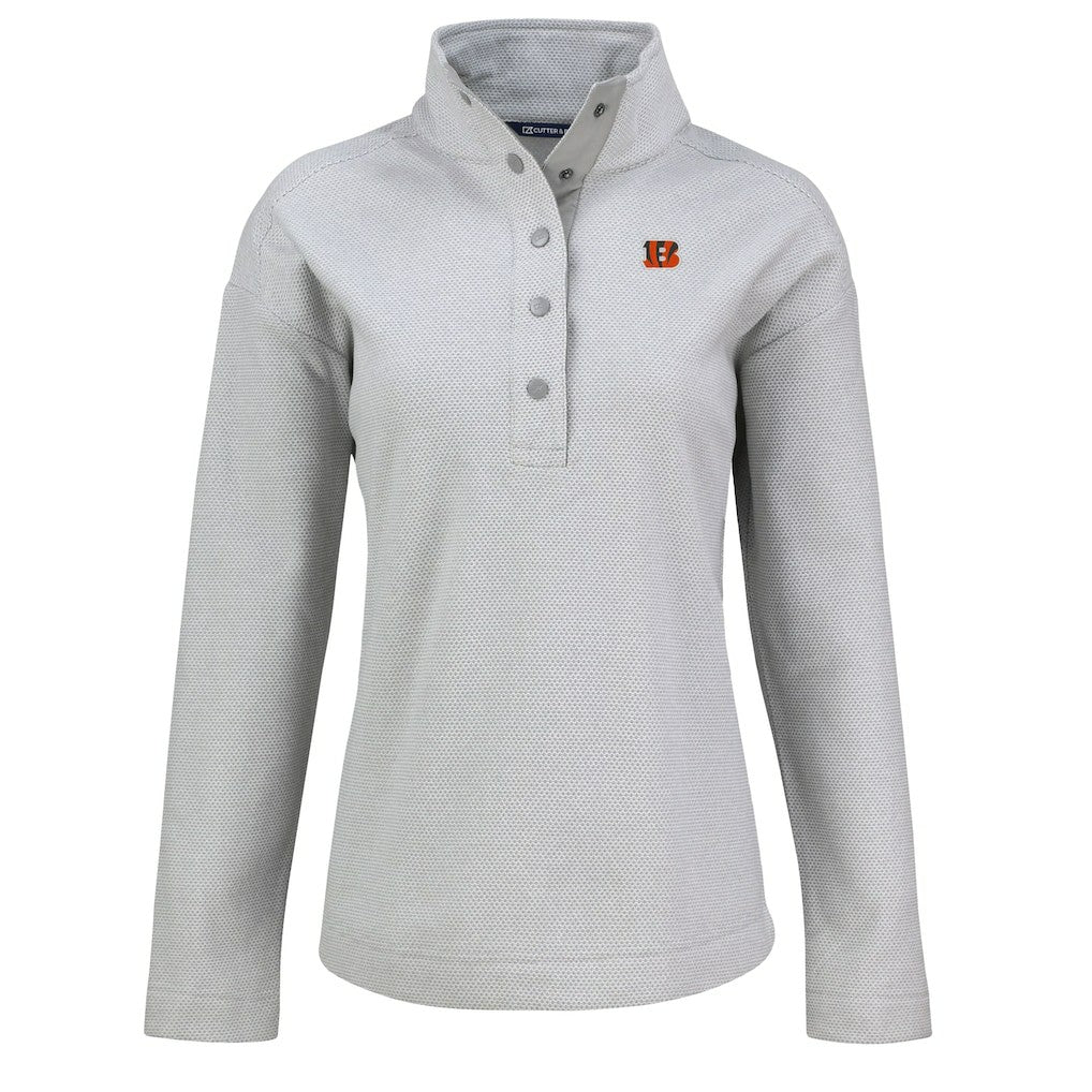 Cincinnati Bengals  Cutter & Buck Women's Hunts Point Eco Half-Snap Sweatshirt