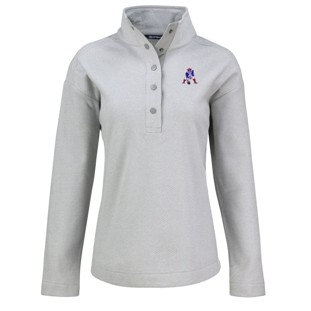 New England Patriots  Cutter & Buck Women's Hunts Point Eco Half-Snap Sweatshirt