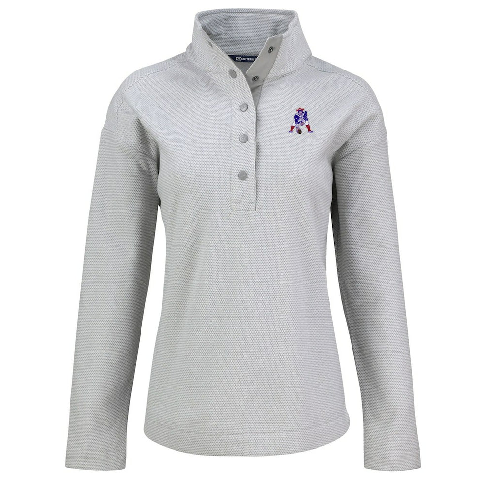 New England Patriots  Cutter & Buck Women's Hunts Point Eco Half-Snap Sweatshirt