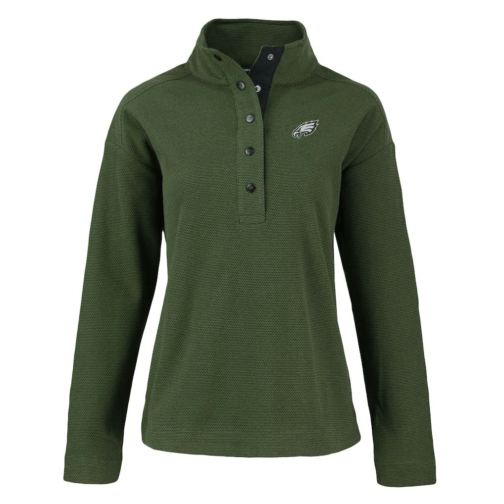 Philadelphia Eagles  Cutter & Buck Women's Hunts Point Eco Half-Snap Sweatshirt