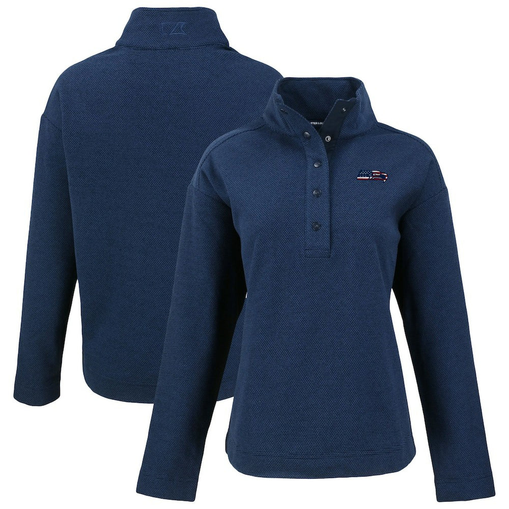 Seattle Seahawks  Cutter & Buck Women's Hunts Point Eco Half-Snap Sweatshirt