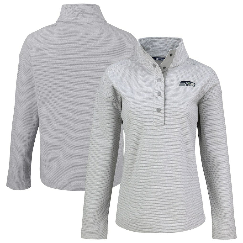 Seattle Seahawks  Cutter & Buck Women's Hunts Point Eco Half-Snap Sweatshirt