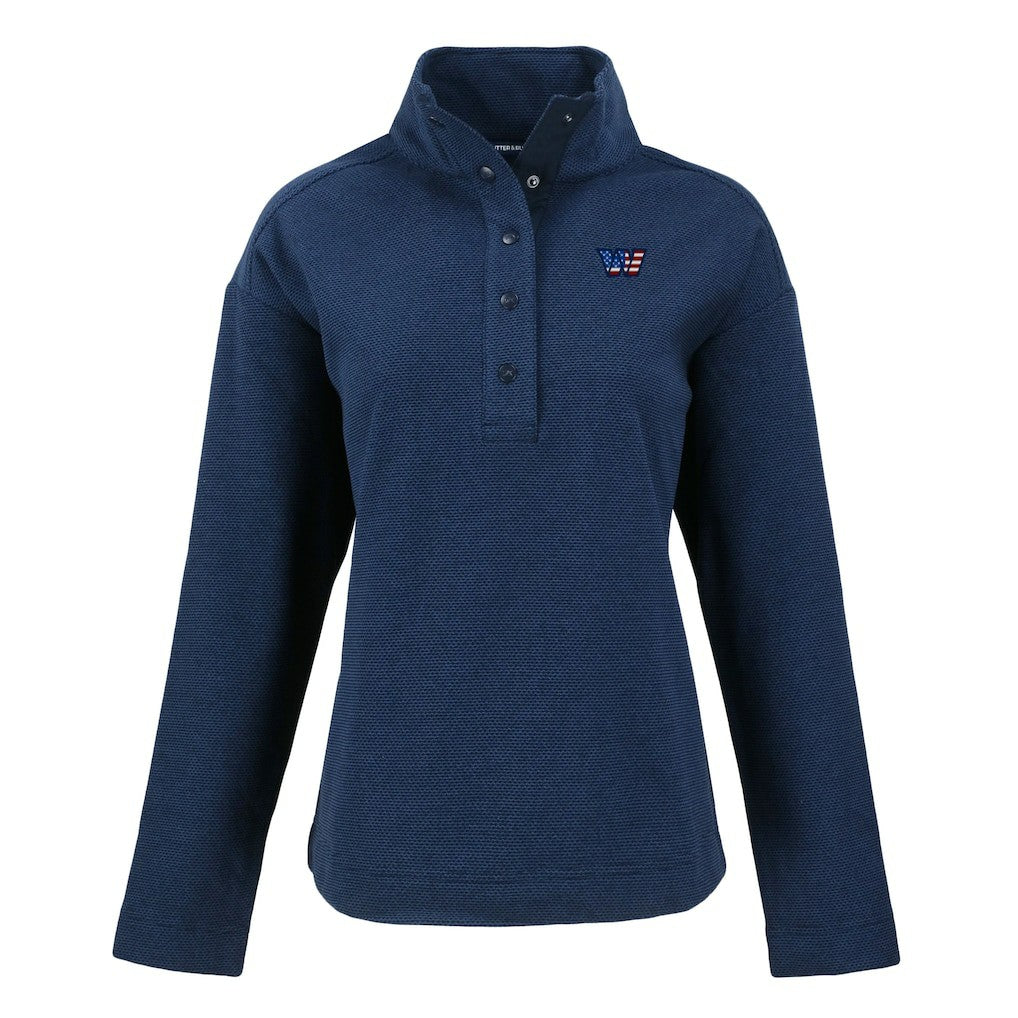 Washington Commanders  Cutter & Buck Women's Hunts Point Eco Half-Snap Sweatshirt