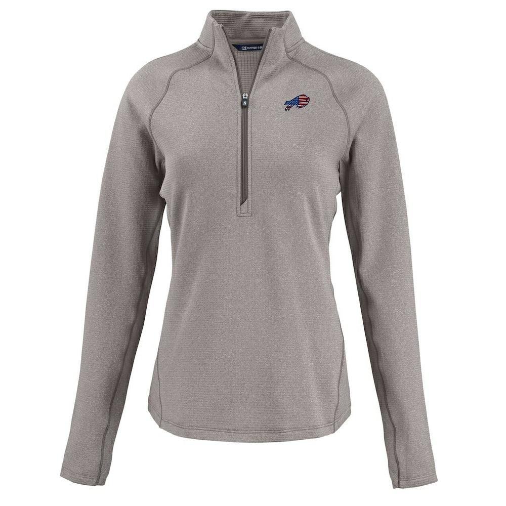 Buffalo Bills  Cutter & Buck Women's Americana Peshastin Eco Fleece Recycled Tri-Blend Raglan Half-Zip Jacket