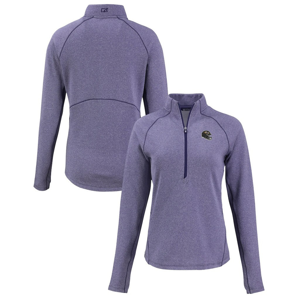 Baltimore Ravens  Cutter & Buck Women's Peshastin Eco Fleece Recycled Tri-Blend Raglan Half-Zip Jacket