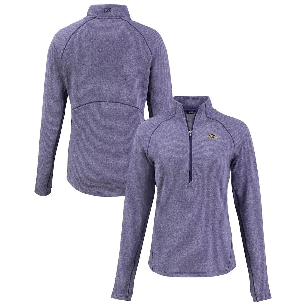 Baltimore Ravens  Cutter & Buck Women's Peshastin Eco Fleece Recycled Tri-Blend Raglan Half-Zip Jacket
