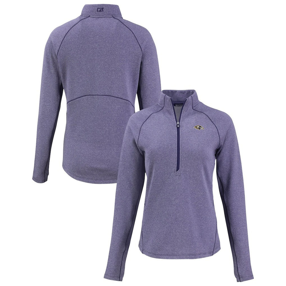 Baltimore Ravens  Cutter & Buck Women's Peshastin Eco Fleece Recycled Tri-Blend Raglan Half-Zip Jacket