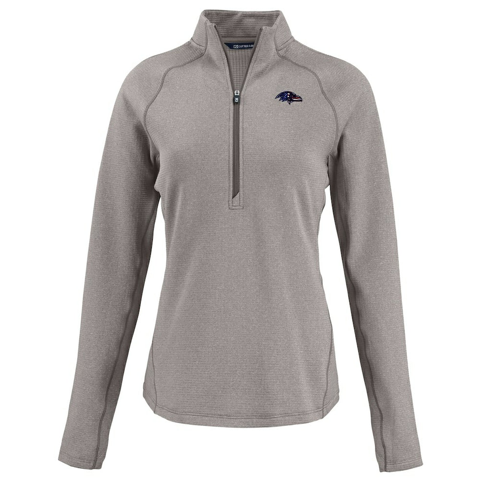 Baltimore Ravens  Cutter & Buck Women's Americana Peshastin Eco Fleece Recycled Tri-Blend Raglan Half-Zip Jacket