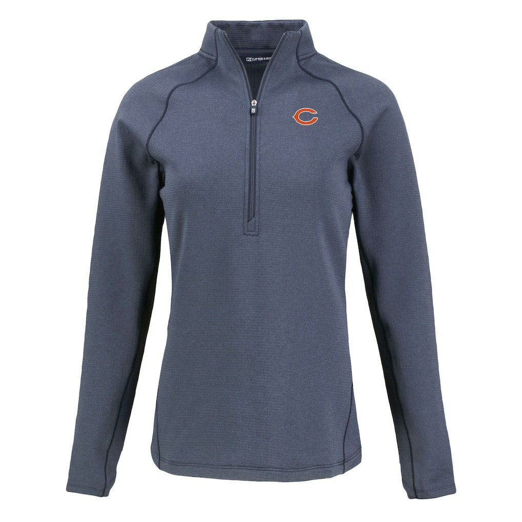 Chicago Bears  Cutter & Buck Women's Peshastin Eco Fleece Recycled Tri-Blend Raglan Half-Zip Jacket