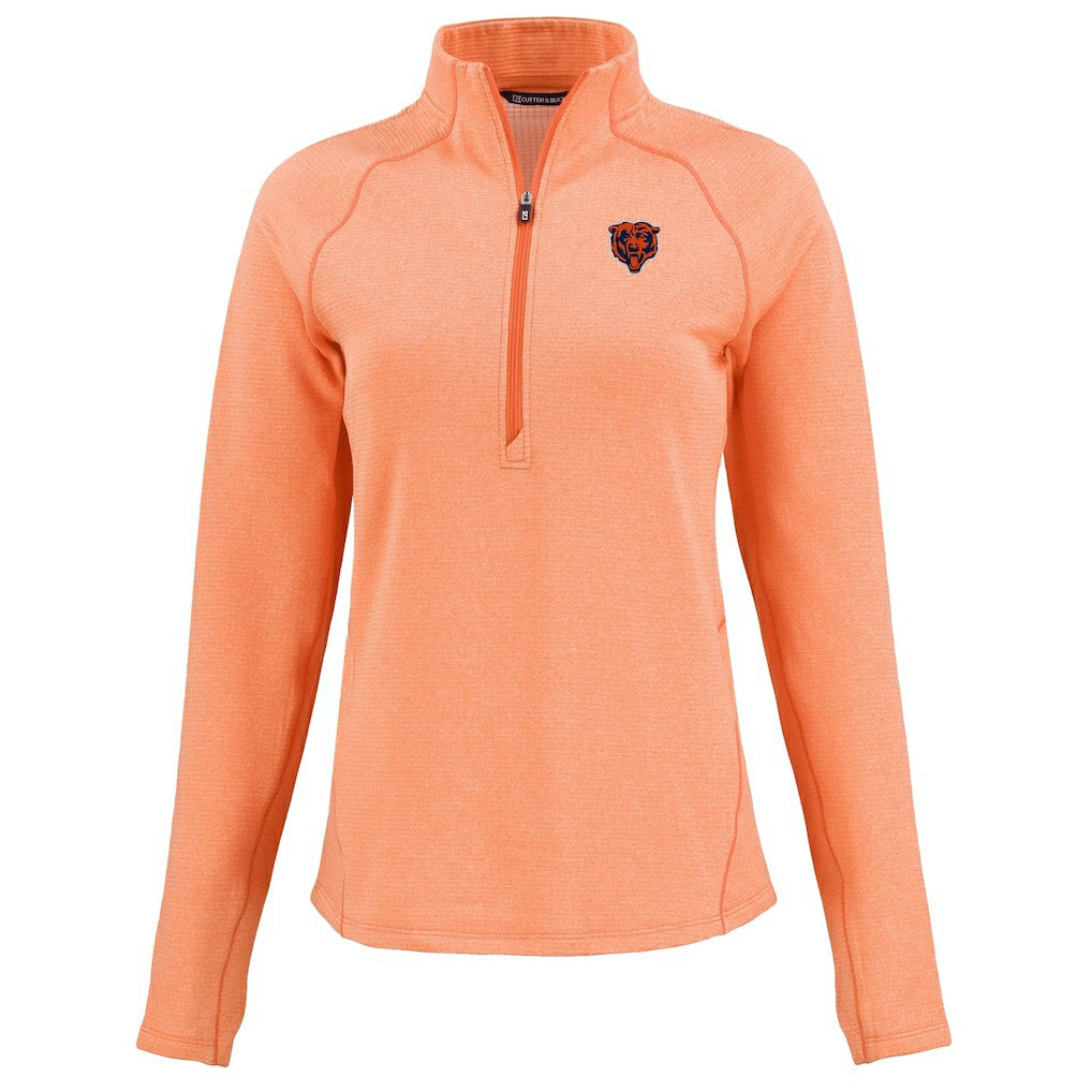 Chicago Bears  Cutter & Buck Women's Peshastin Eco Fleece Recycled Tri-Blend Raglan Half-Zip Jacket
